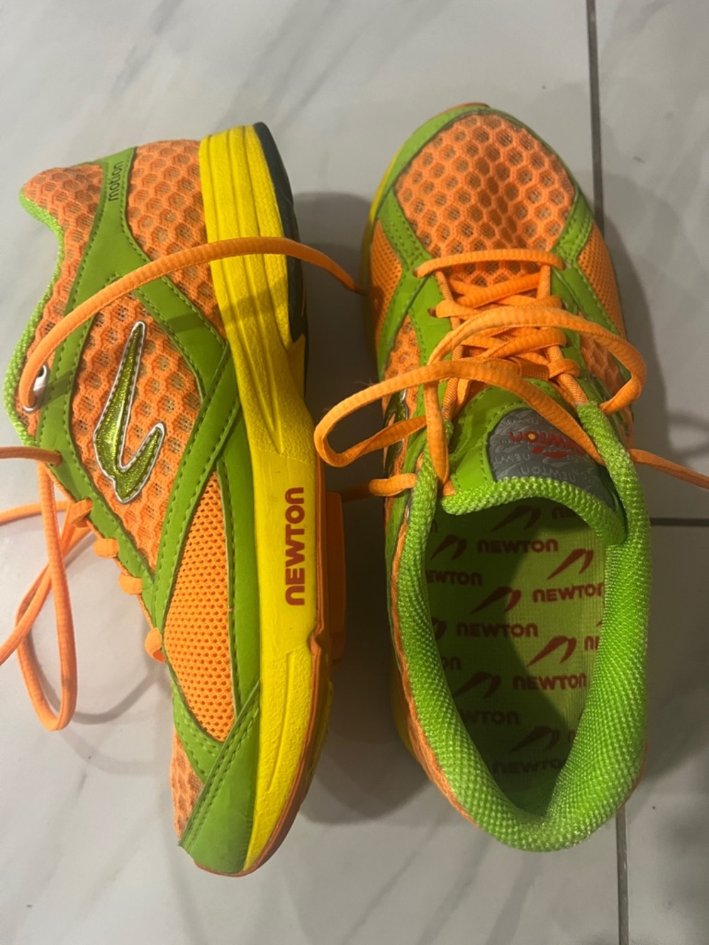 Newton women’s  Neon Orange and Lime Green Running Sneakers